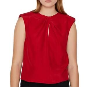 Frame Denim Red Sleeveless Keyhole Tank Top - real silk NWT